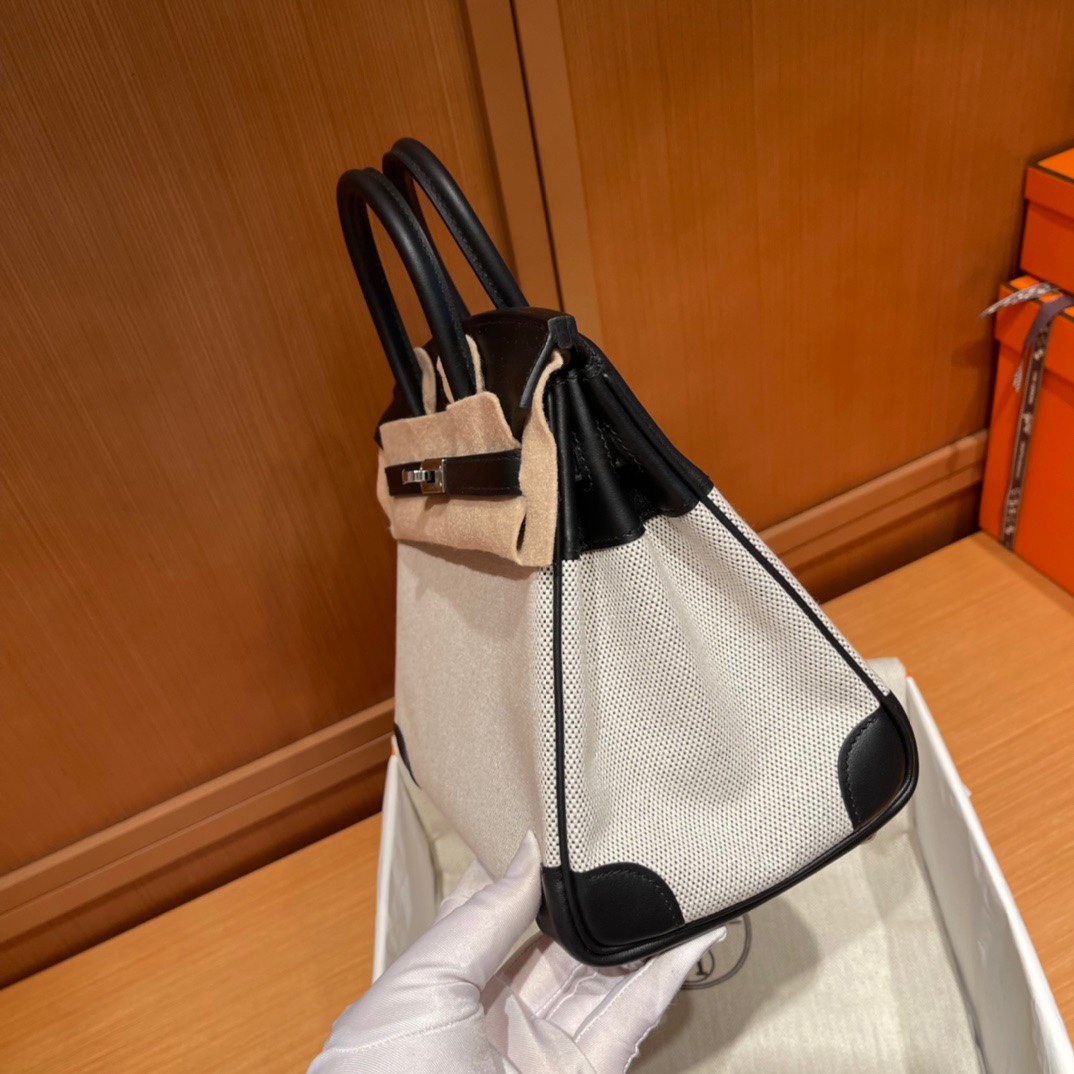 에르메스 버킨백30 톨리 블랙 은장 캔버스 스위프트